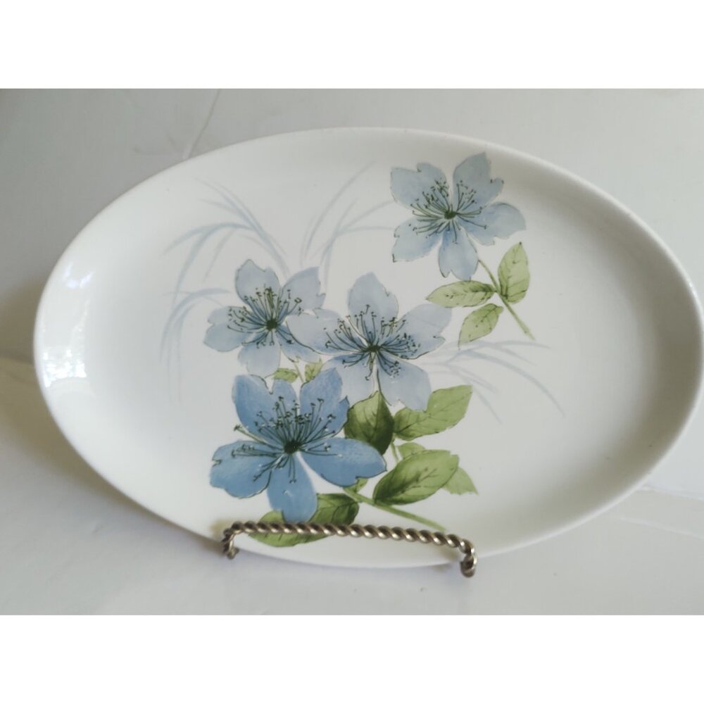 Vintage Oval Serving Platter Sapphire by Crown Lynn New Zealand 9 1/4" x 6 1/4"